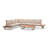 Nevada hoek loungeset 6 personen | aluminium + polywood | beige | 3-delig - 305x228cm