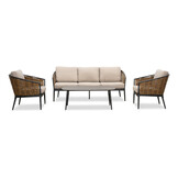 Lucca stoel-bank loungeset 5 personen | wicker + aluminium | zand | 4-delig