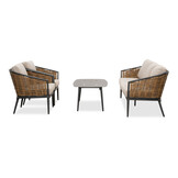 Lucca stoel-bank loungeset 5 personen | wicker + aluminium | zand | 4-delig