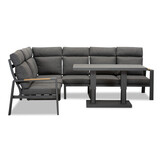 Manhattan dining loungeset met verstelbare tafel 6 personen | aluminium + polywood | antraciet | 5-delig - 273x213cm
