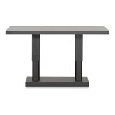 Manhattan dining loungeset met verstelbare tafel 6 personen | aluminium + polywood | antraciet | 5-delig - 273x213cm