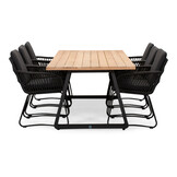 Elena/Harper Lava Grey dining tuinset | 6 personen | teakhout + touw | 240cm
