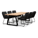 Elena/Harper Lava Grey dining tuinset | 6 personen | teakhout + touw | 240cm