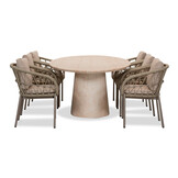Max/Dakota beige dining tuinset | 6 personen | travertin + touw | 240cm ovaal