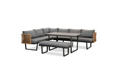 Moskou dining loungeset 8 personen | aluminium + wicker | antraciet | 4-delig - 258x197cm