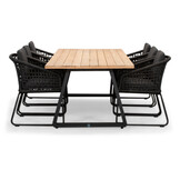 Elena/Tulum Lava Grey dining tuinset | 6 personen | teakhout + touw | 240cm