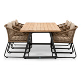 Elena/Tulum Sahara Dust dining tuinset | 6 personen | teakhout + touw | 240cm
