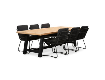 James/Harper Lava Grey dining tuinset | 6 personen | teakhout + touw | 260cm