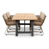 James/Harper Sandstone dining tuinset | 6 personen | teakhout + touw | 260cm