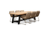 James/Harper Sandstone dining tuinset | 6 personen | teakhout + touw | 260cm