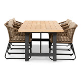 James/Tulum Sahara Dust dining tuinset | 6 personen | teakhout + touw | 260cm