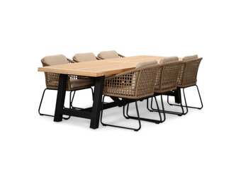 James/Tulum Sahara Dust dining tuinset | 6 personen | teakhout + touw | 260cm