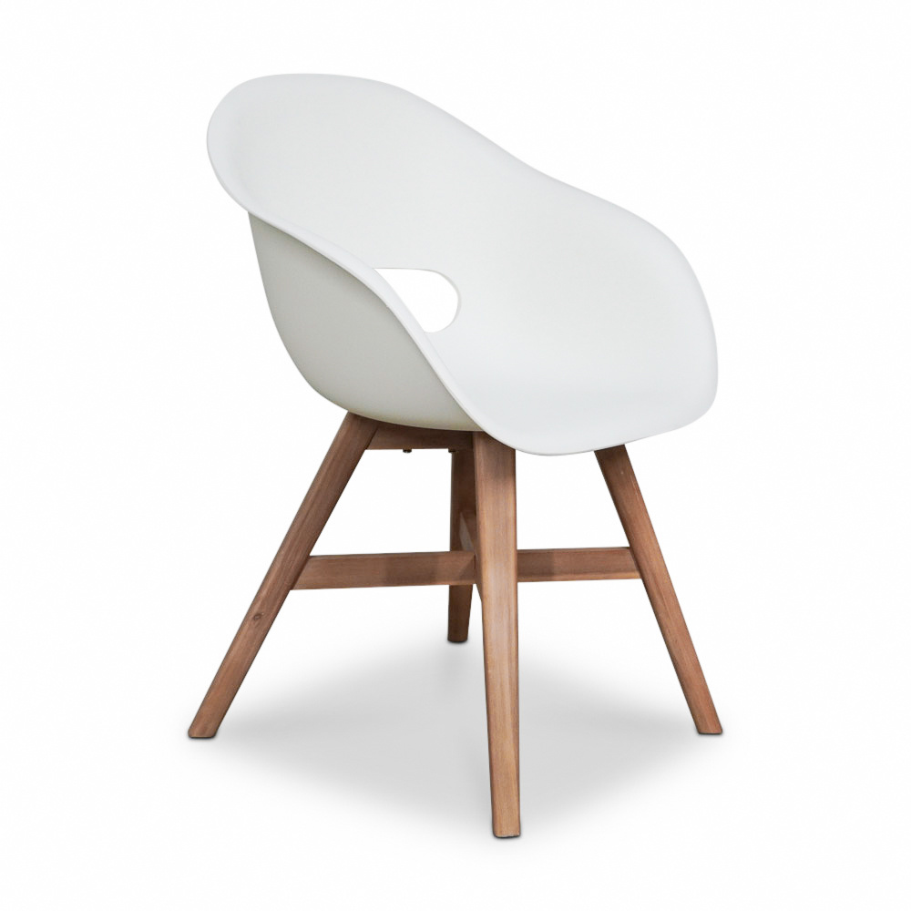 Lorento/Karlstad wit dining tuinset | 6 personen | travertin + hardhout | 240cm