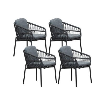 Rico dining tuinstoel set van 4 | aluminium + touw | charcoal