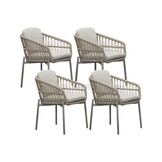 Rico dining tuinstoel set van 4 | aluminium + touw | zand