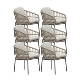 Rico dining tuinstoel set van 6 | aluminium + touw | zand