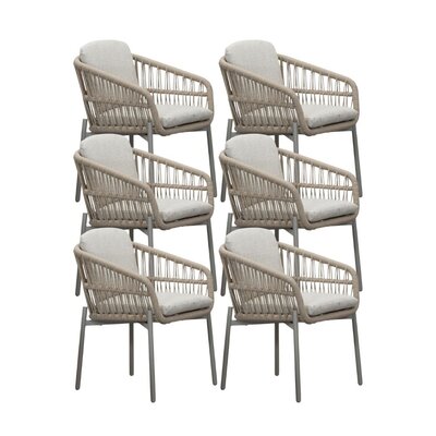 Rico dining tuinstoel set van 6 | aluminium + touw | zand