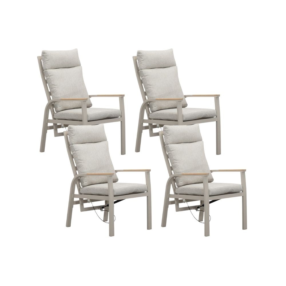 Annecy dining tuinstoel set van 4 | aluminium | beige