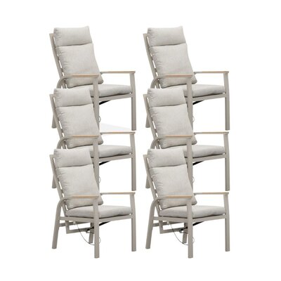 Annecy dining tuinstoel set van 6 | aluminium | beige