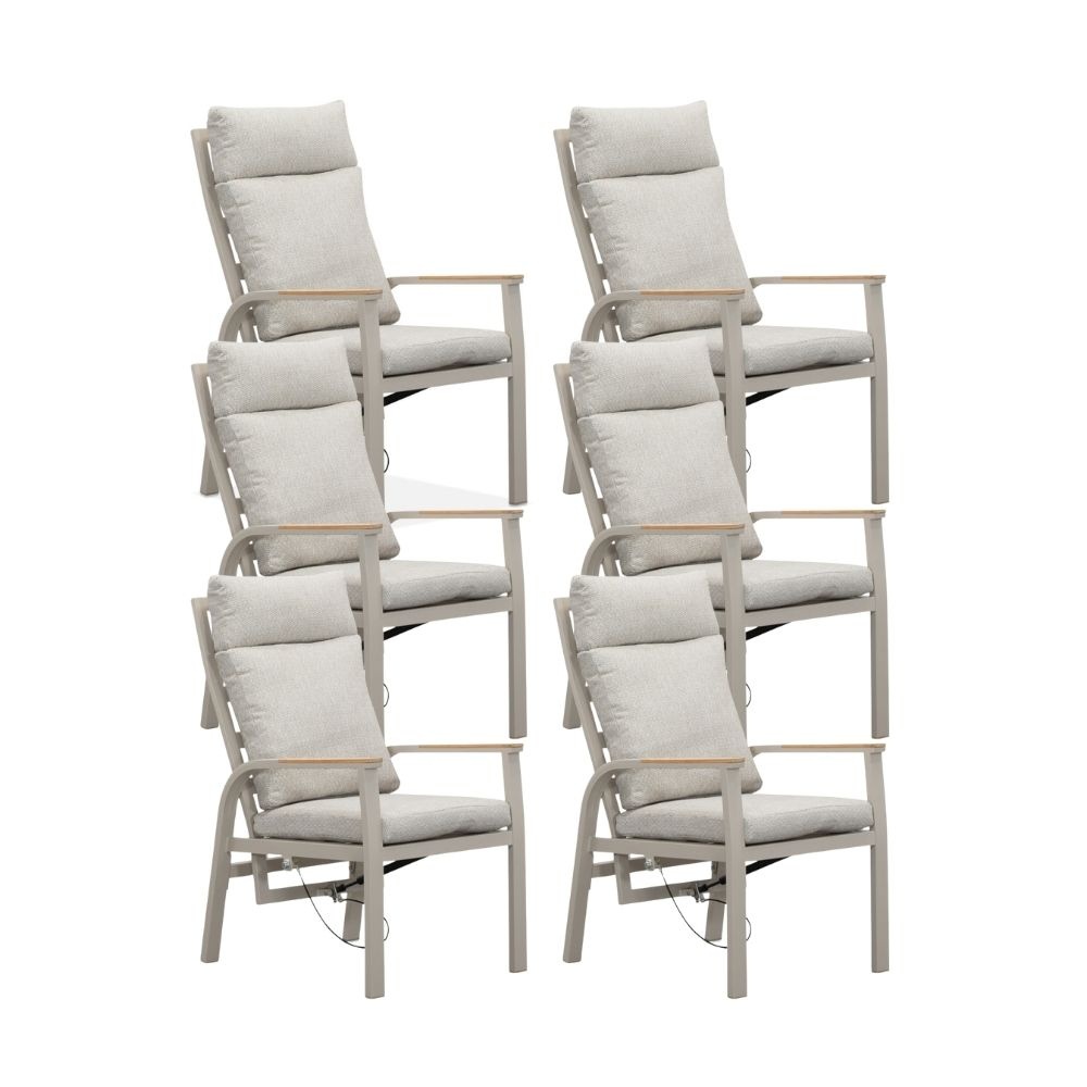 Annecy dining tuinstoel set van 6 | aluminium | beige