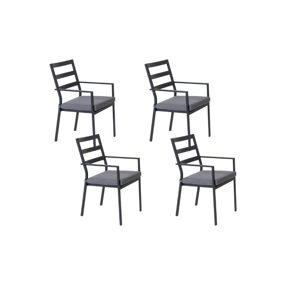 Cadiz dining tuinstoel set van 4 stapelbaar | aluminium | antraciet