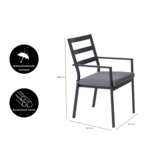 Cadiz dining tuinstoel set van 6 stapelbaar | aluminium | antraciet