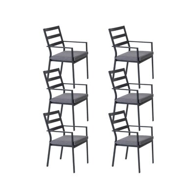 Cadiz dining tuinstoel set van 6 stapelbaar | aluminium | antraciet