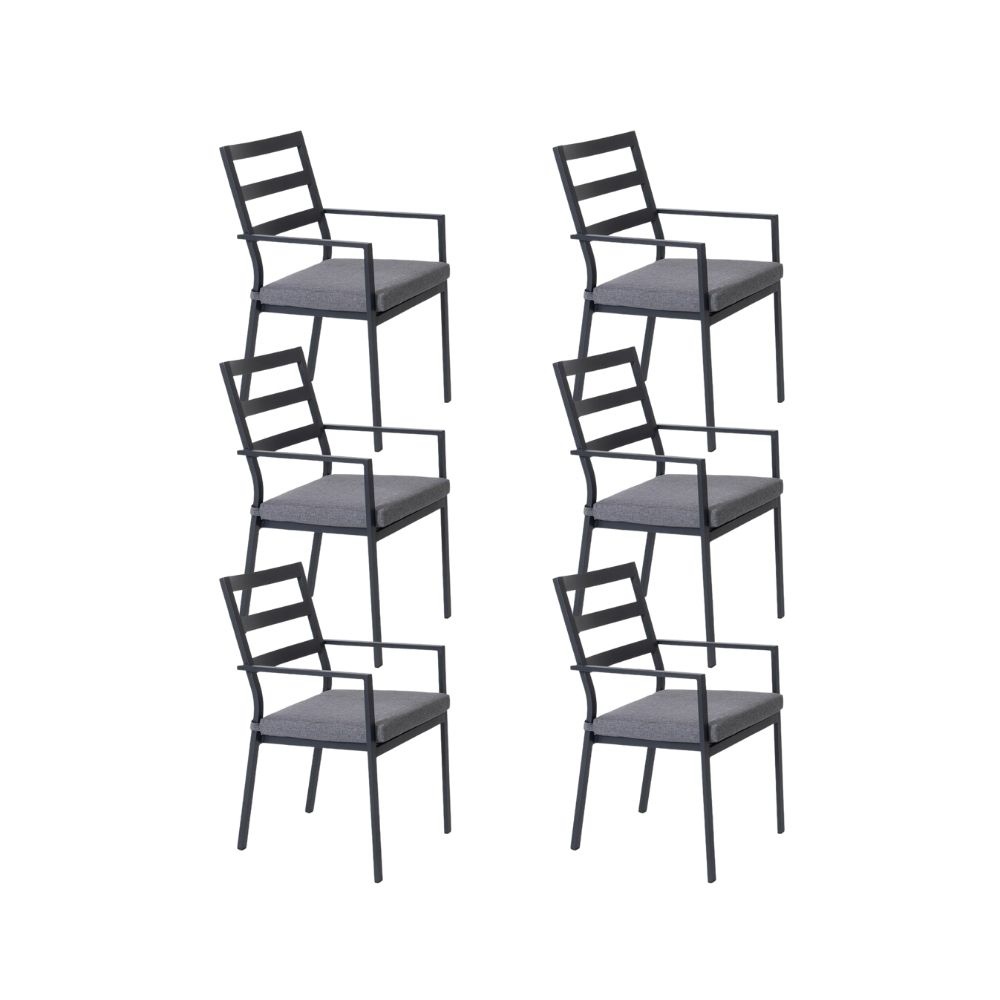 Cadiz dining tuinstoel set van 6 | aluminium | antraciet