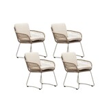 Harper dining tuinstoel set van 4 | touw + RVS | Sahara Dust