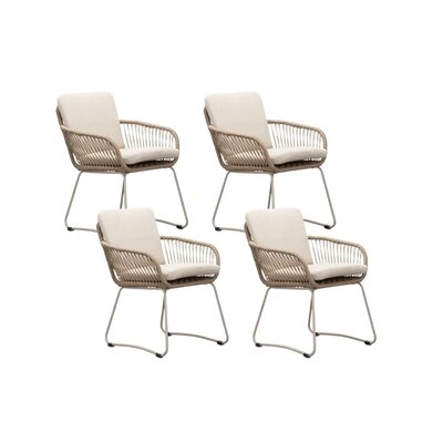 Harper dining tuinstoel set van 4 | touw + RVS | Sahara Dust