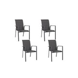 Toledo dining tuinstoel set van 4 | aluminium + textileen | antraciet