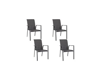 Toledo dining tuinstoel set van 4 | aluminium + textileen | antraciet