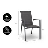 Toledo dining tuinstoel set van 4 | aluminium + textileen | antraciet