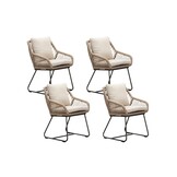 Portofino dining tuinstoel set van 4 | touw + aluminium | Sahara Dust