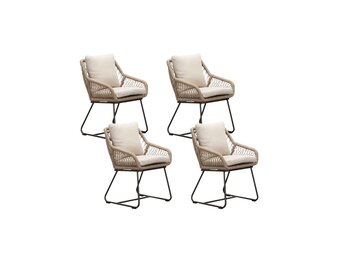 Portofino dining tuinstoel set van 4 | touw + aluminium | Sahara Dust