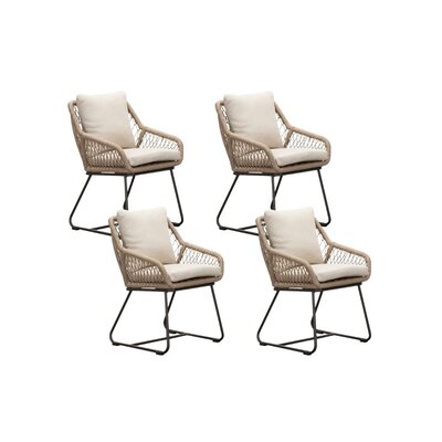 Portofino dining tuinstoel set van 4 | touw + aluminium | Sahara Dust