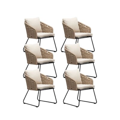 Ropera dining tuinstoel set van 6 | touw + aluminium | Sahara Dust