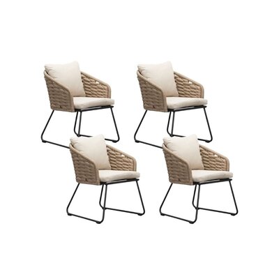 Ropera dining tuinstoel set van 4 | touw + aluminium | Sahara Dust
