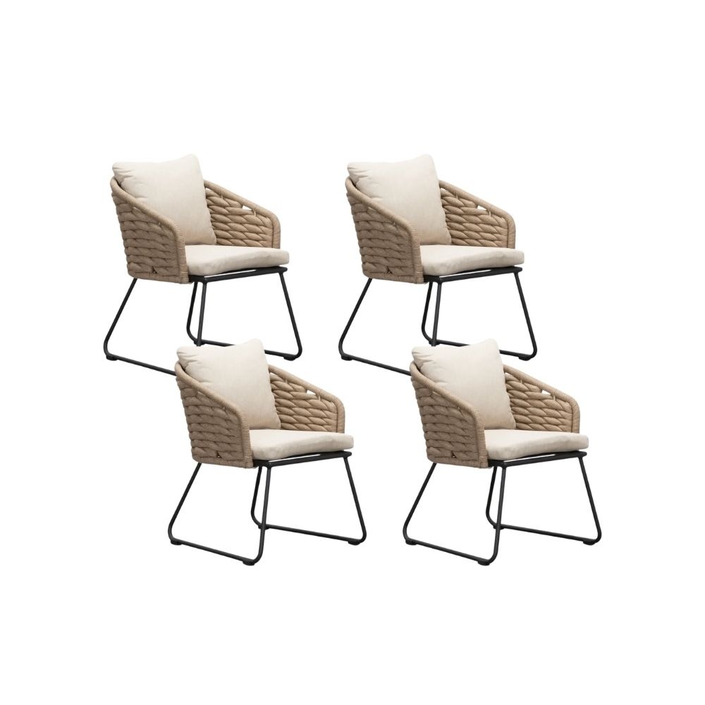 Ropera dining tuinstoel set van 4 | touw + aluminium | Sahara Dust