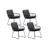 Harper dining tuinstoel set van 4 | touw + rvs | Lava Grey