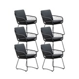 Harper dining tuinstoel set van 6 | touw + rvs | Lava Grey