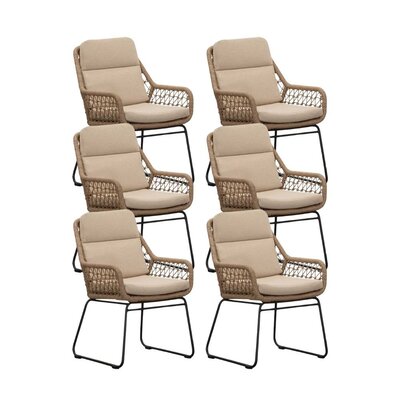 Valencia dining tuinstoel set van 6 | touw + aluminium | Sahara Dust
