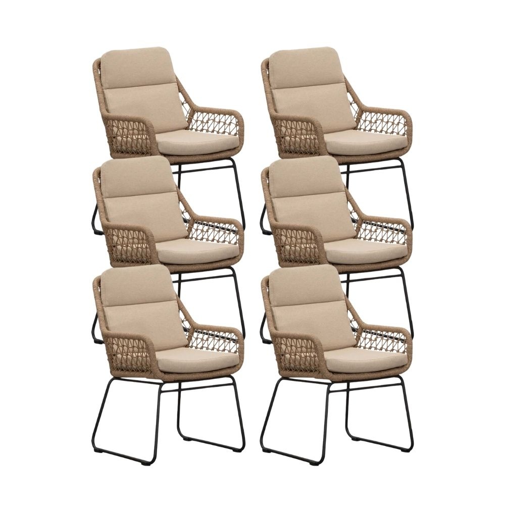 Valencia dining tuinstoel set van 6 | touw + aluminium | Sahara Dust