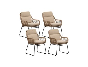 Valencia dining tuinstoel set van 4 | touw + aluminium | Sahara Dust