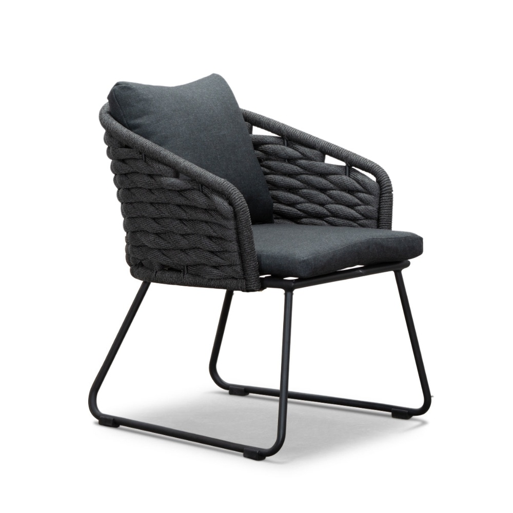 Ropera dining tuinstoel set van 8 | touw + aluminium | Lava Grey