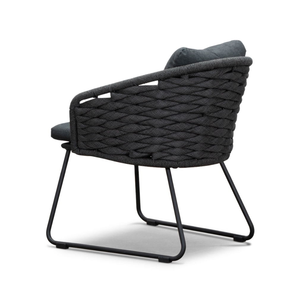 Ropera dining tuinstoel set van 8 | touw + aluminium | Lava Grey