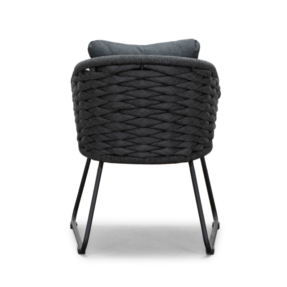 Ropera dining tuinstoel set van 8 | touw + aluminium | Lava Grey