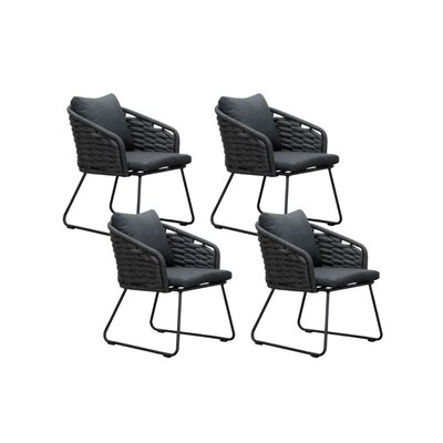 Ropera dining tuinstoel set van 4 | touw + aluminium | Lava Grey