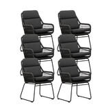 Valencia dining tuinstoel set van 6 | touw + aluminium | Lava Grey