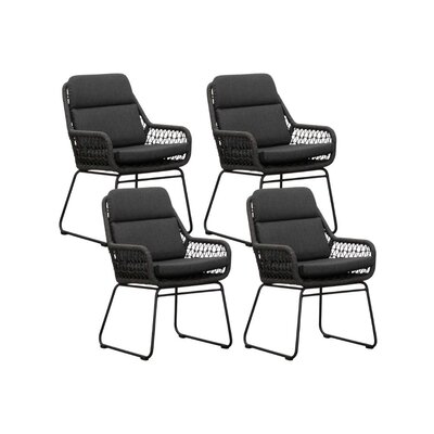 Valencia dining tuinstoel set van 4 | touw + aluminium | Lava Grey